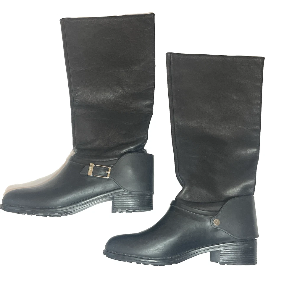 Botas Cole Haan Corian Talla 9B Mujer Negras Impermeables Montar Motociclista Arnés de Rodilla Foto 4 de 4