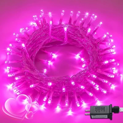 POTIVE Pink String Lights Plug in - 200 Led Pink Christmas Lights Outdoor Waterproof...