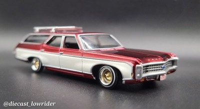 Auto World 1969 Chevy Kingswood Estate Ultra Red Chase - Custom Lowrider 
