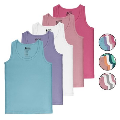 Mädchen Unterhemd 5er Set 100% Baumwolle Basic Tank Top Trägertop