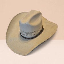 VTG 1999 Cavender's Straw Cowboy Hat 7 1/4 Ranch Collection Long Oval Cream 90s