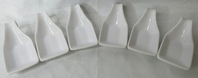 CB2 Crate & Barrel Appetizer Tasting Spoons Curved White Porcelain Set of 6