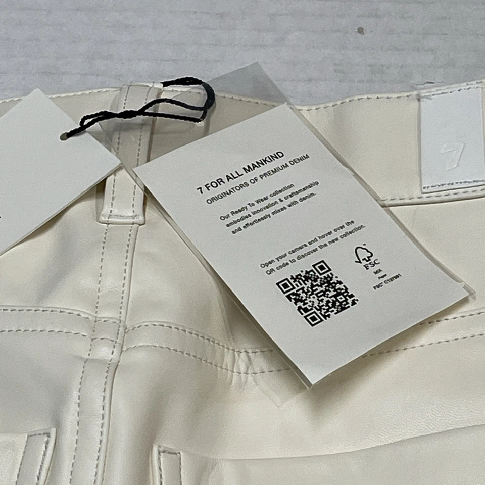 Pantalones de imitación de cuero 7 For All Mankind para mujer 23 pantalones bootcut blanco marfil Foto 4 de 4