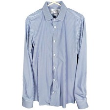 Mizzen Main Leeward Mens X-Large Trim Fit Blue Gingham Button Down Dress Shirt