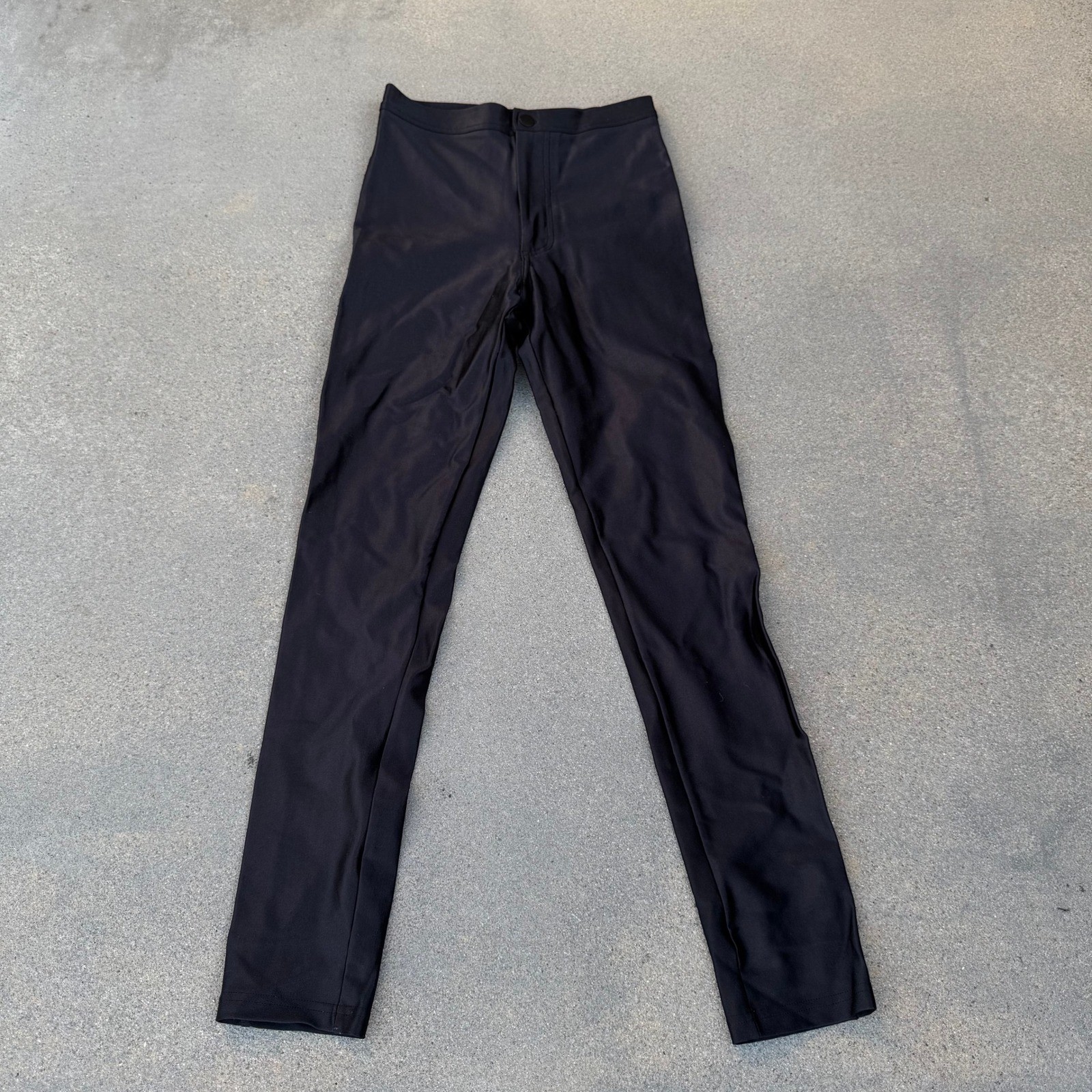American Apparel Disco Pants Black High Waisted Skinny Shiny Size S