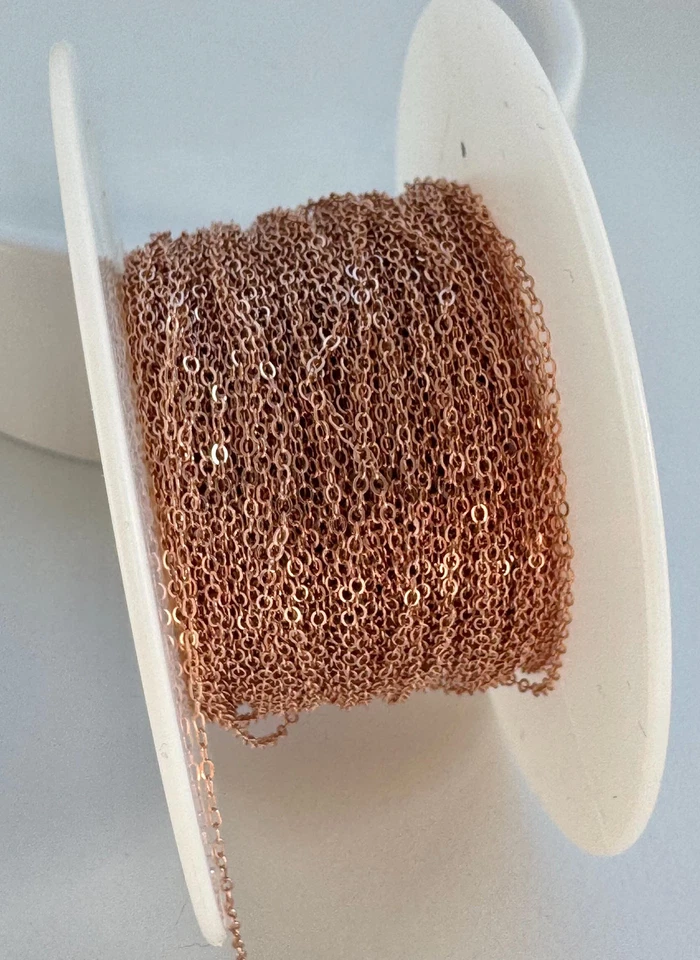 Cadena cable plana de 1,5 mm x 1,2 mm llena de oro rosa 14K a pie (P4429) Foto 4 de 4