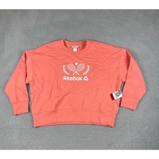 Reebok Women's XL Pink Long Sleeve Cotton Polyester Prep Crewneck Sweatshirt