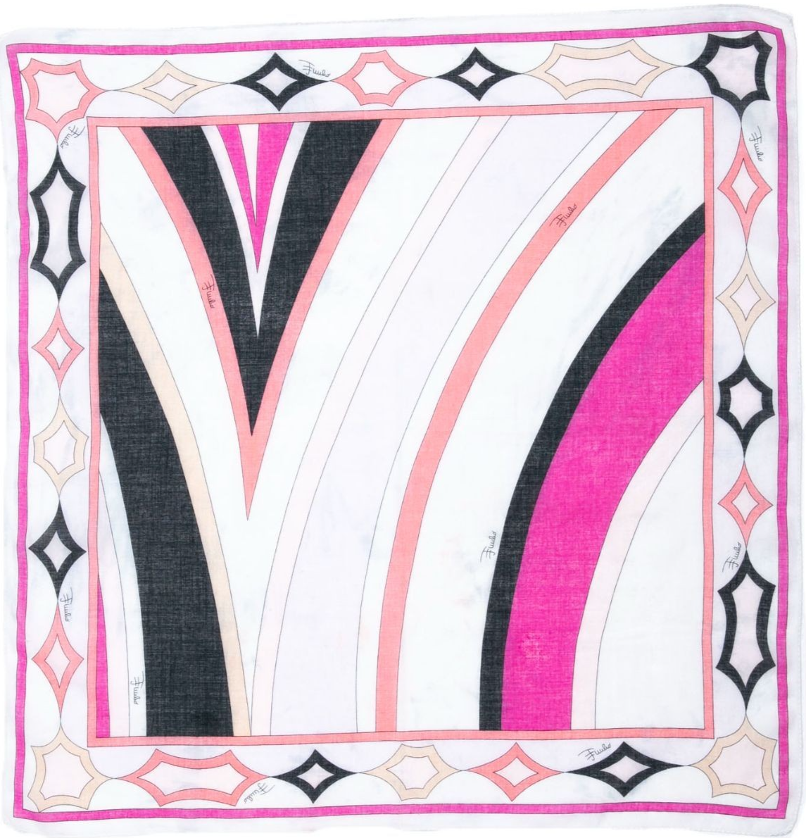 通年⭐︎EMILIO PUCCI ガーディアン 総柄 シルクプッチ柄 M Emilio Pucci Cotton Mini Scarf Pocket Chief Handkerchief Pink