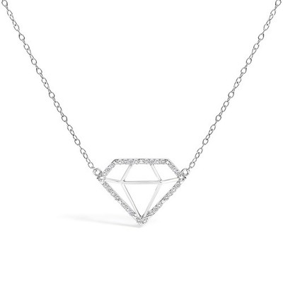 Halskette mit Anhänger .925 Silber 1/7 cttw Lab Created Diamant diamantförmig