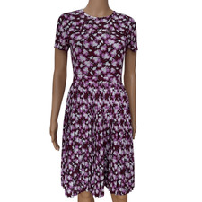 Banana Republic Purple Ginkgo Floral Accordion Pleated Dress fit & flare size 0