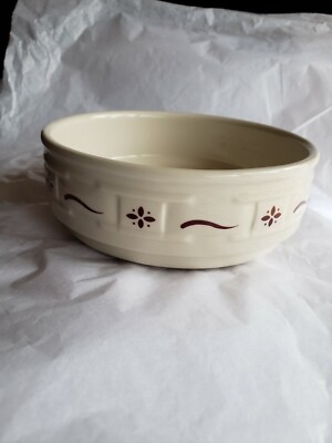 Longaberger Woven Traditions Pottery 6½/" Traditional Red Dessert bowl Ohio USA