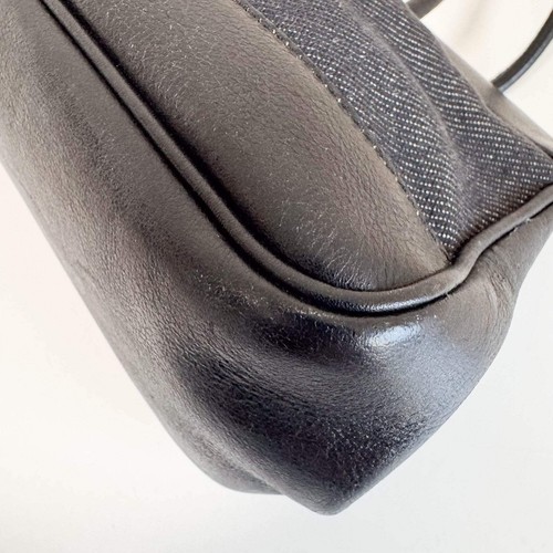 GUCCI Black Leather x Denim Silver Hardware Shoulder Bag - Picture 13 of 20