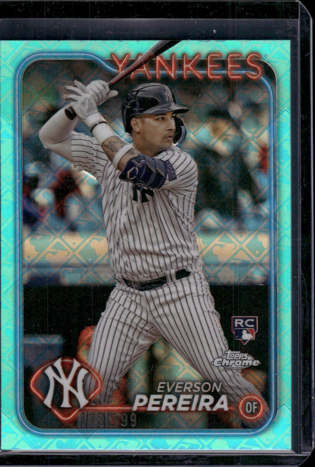 EVERSON PEREIRA 2024 TOPPS CHROME LOGOFRACTOR 238 AQUA MLB REFRACTOR RC 119 /199