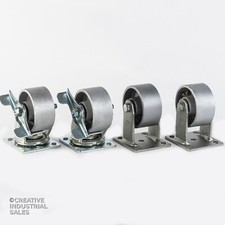 4" x 2" Swivel Casters Steel Wheel w/ Brake (2) Rigid (2) 700lb ea Tool Box