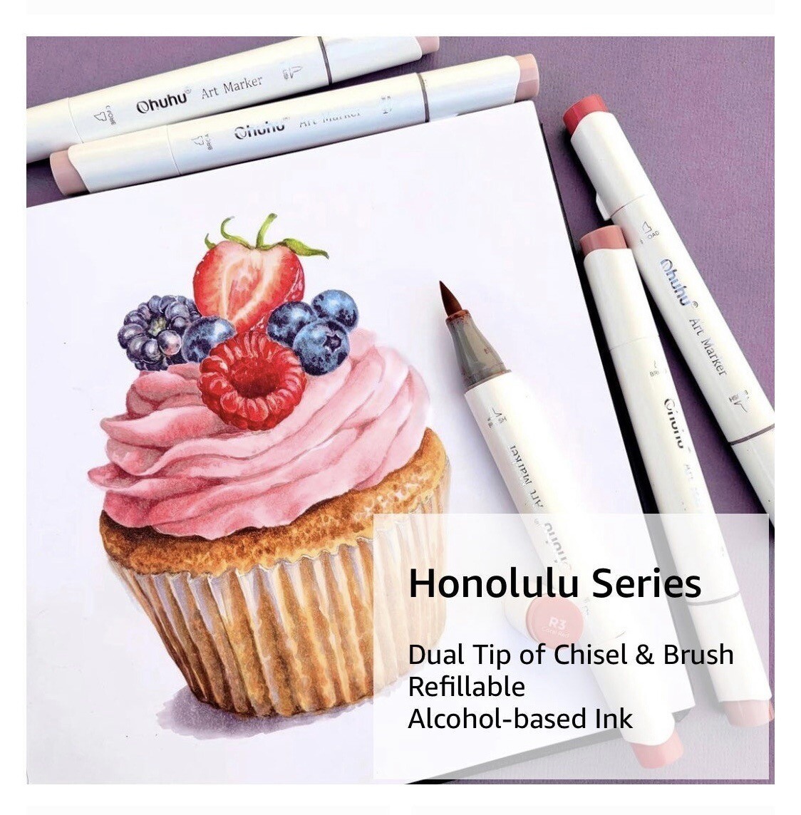 345 Ohuhu Alcohol Markers Set - Includes ALL grays, skin tones, and pastels