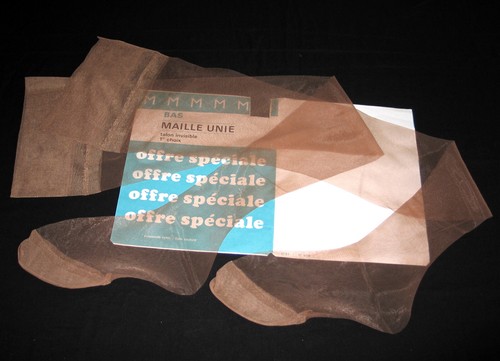 Bas Vintage GiGi T5 Marron En Nylon Lisse - Modèle Losange, Taille Longue, Pour Porte-jarretelles