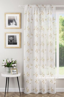 Opal Blatt Design Slot Top Voile Panel - 2 Farben - Einzeln & Paar