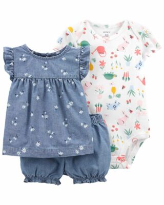 Carters Oshkosh -3-Piece Floral Little Short Set baby clothes size