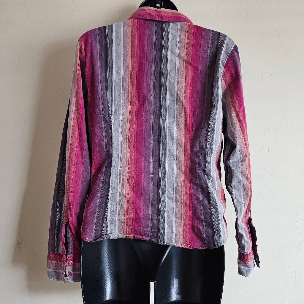 Lemon Grass Striped Button Down Blouse - image 5
