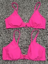 2- Wild Fable Womens L 12-14 Pink Ring Trim Triangle Removable Pad Bikini Top