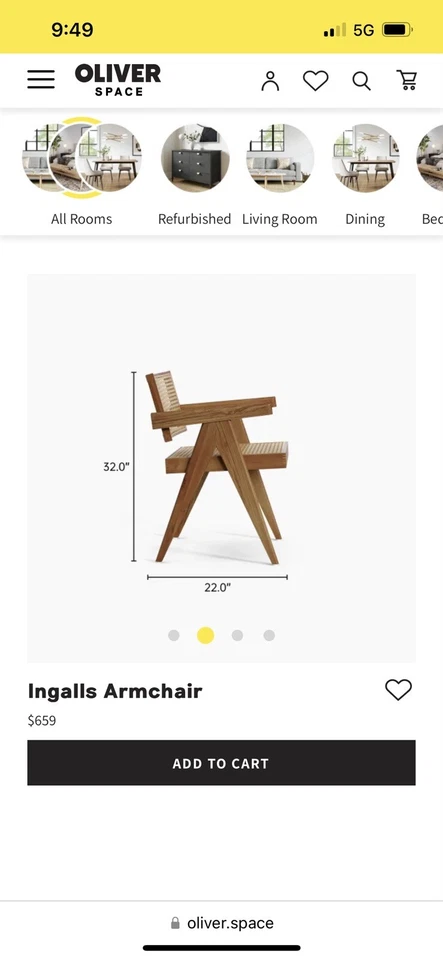 Juego de 2 sillones Oliver Space Ingalls. Moderno de mediados de siglo. nuevo. Foto 2 de 4