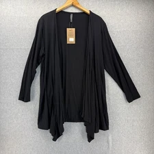 Match Point LA Fixsun Womens Large Black Open Cardigan Stretch Long Sleeve NWT