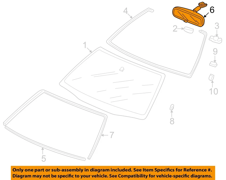 Used Front Center Interior Rear View Mirror fits: 2000 Honda Accord Front Center Foto 3 de 4