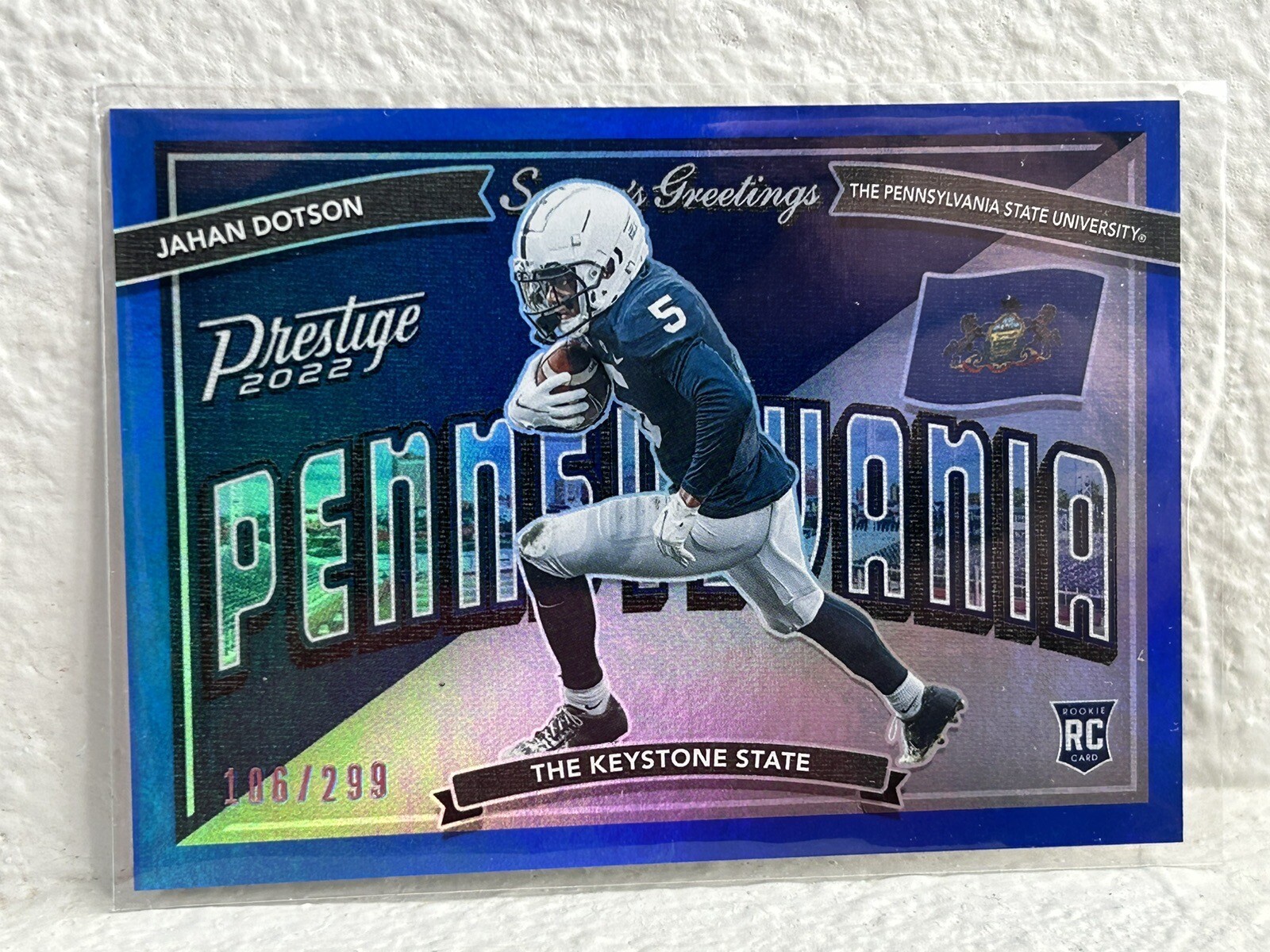 Jahan Dotson Panini Prestige Seasons Greetings #SG12 Xtra Points Blue