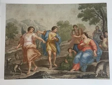 Vintage Colored Print of Roman Women