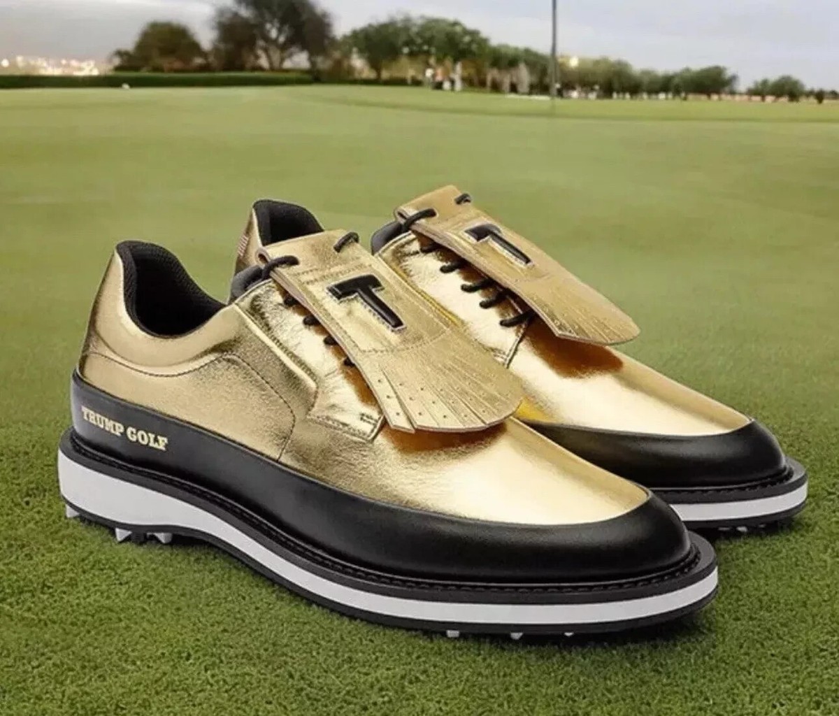 In Hand TRUMP Presidential Gold GOLF Shoes - Limited Edition #x
