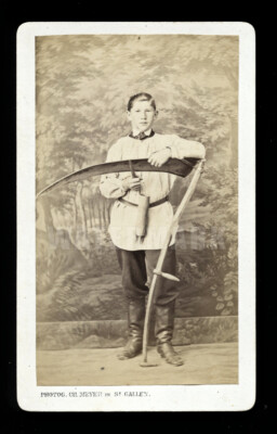 Rare Antique CDV Photo Farm Boy Holding Huge Scythe Grim Reaper Unusual Death