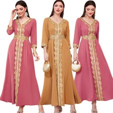 Dubai Islamic Kaftan Women Muslim Long Dress Abaya Caftan Ramadan Cocktail Gown