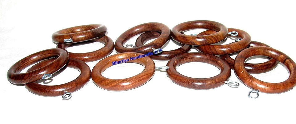Wooden curtain rings Decorative Wood Ring with Detachable Clip Set of 12 piece - Image 3 of 4