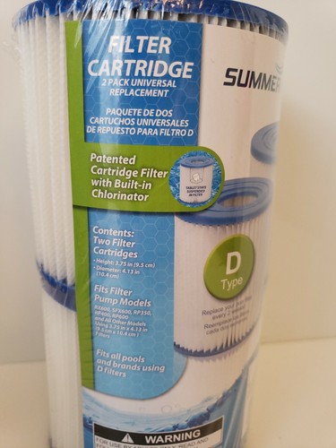 Summer Waves TYPE D P57100102 Swimming Pool Pump Filter Cartridge 2 Pack - Picture 2 of 4