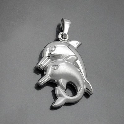 2 Springende Delfine Damen Kinder Anhänger Delfin Delphin Mit Kette Silber 925