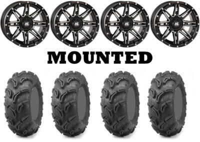 Kit 4 Maxxis Zilla Tires 27x10-14 on High Lifter HL22 Machined Wheels CAN
