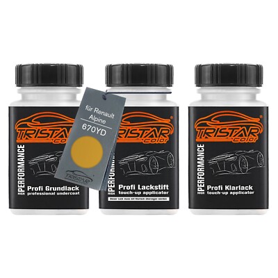 Autolack Lackstift Set für Renault Alpine 670YD Jaune Topaze Metallic 3 x 50ml