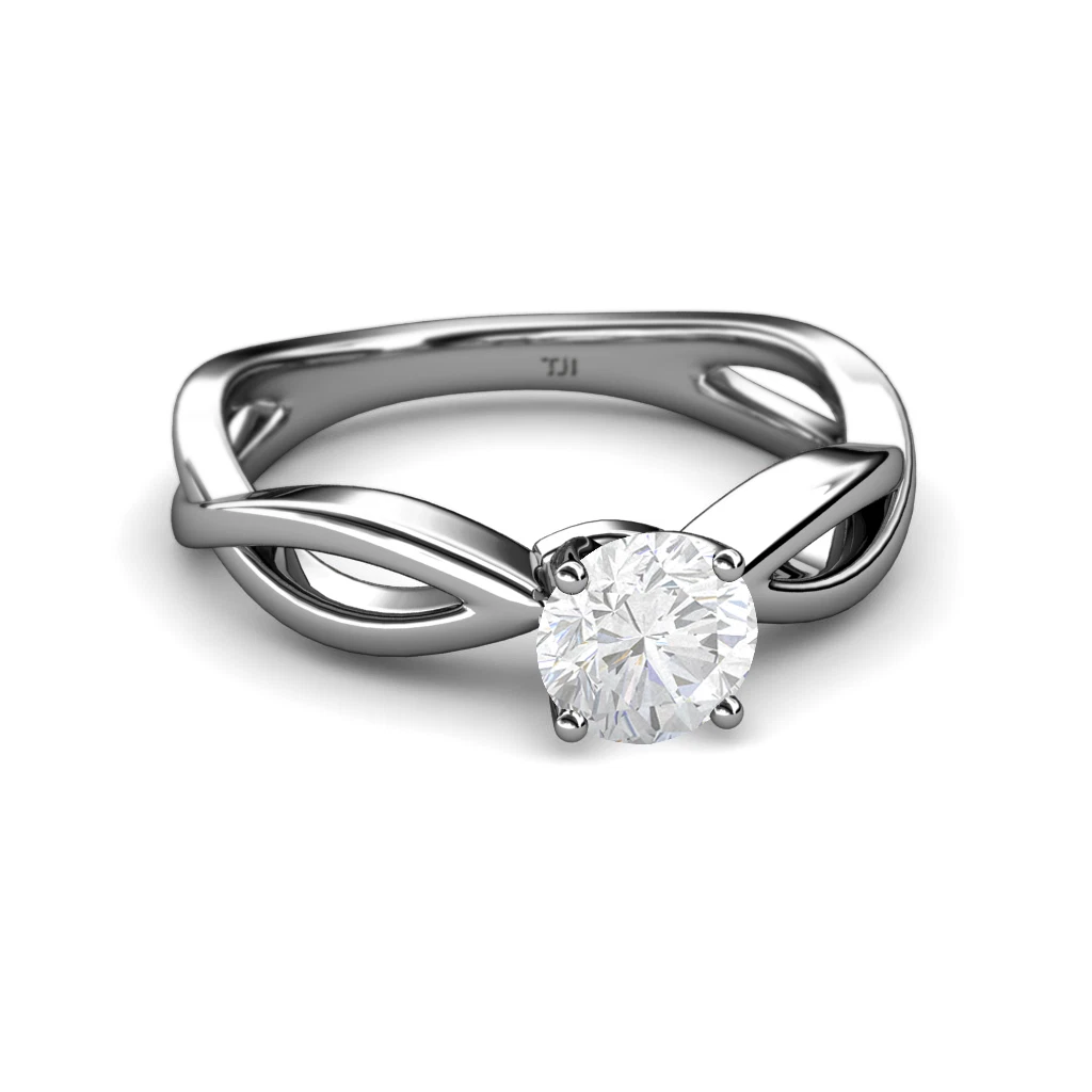 White Sapphire Solitaire Engagement Ring 0.92 ctw 14K White Gold