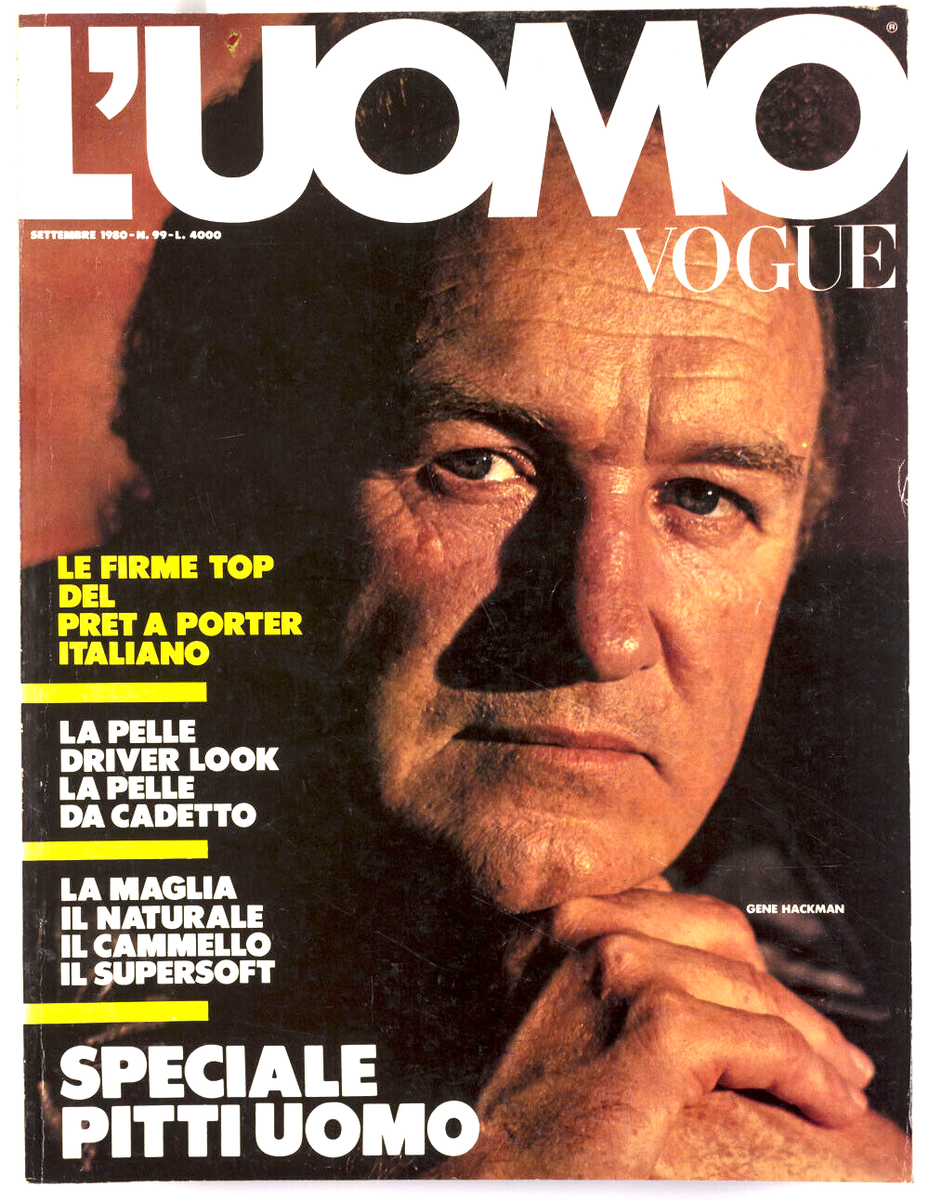 GENE HACKMAN Brian Eno MATT DILLON L'Uomo Vogue 1980 September