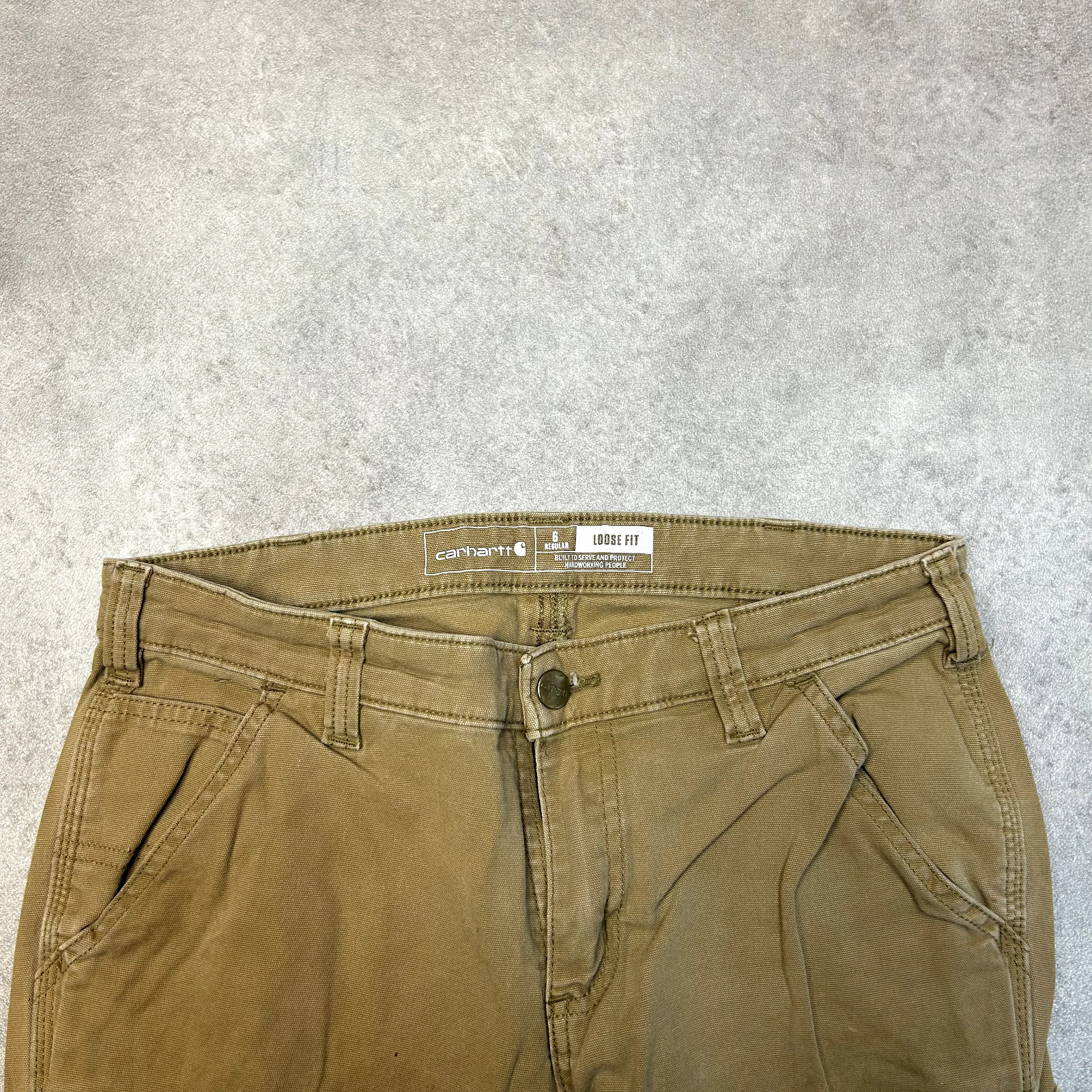 Carhartt Trousers Womens 28" Regular Fit Carpenter Canvas Workwear Pants, Beige image 6