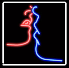 17"x17" Kiss Love Acrylic Neon Sign Light Lamp Visual Beer Bar Glass Room JY