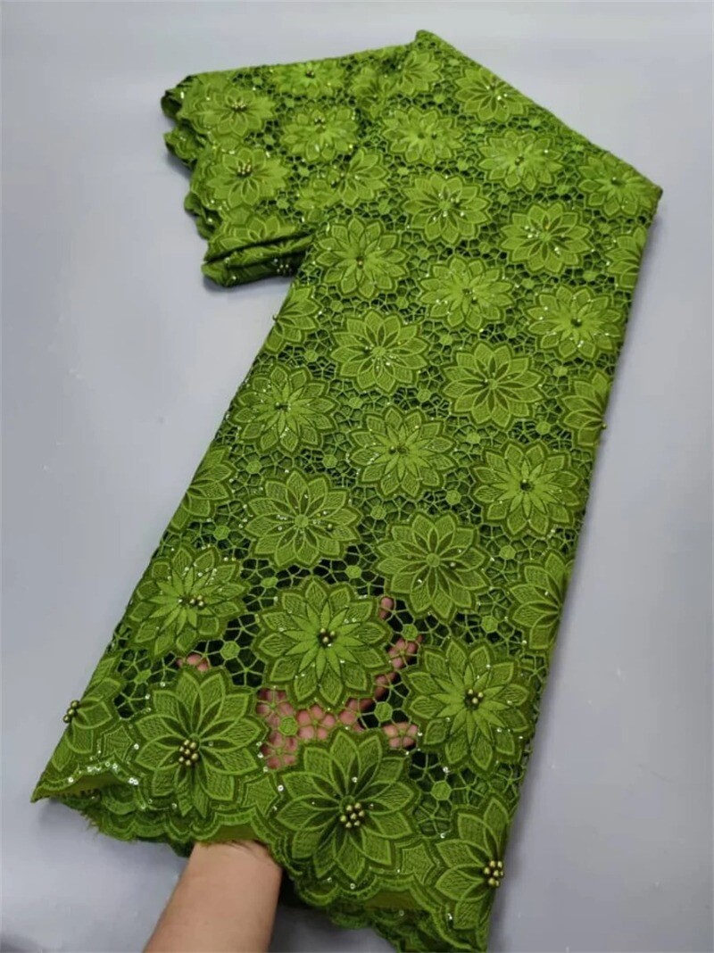 2024 Premium Swiss Cotton Lace Fabric with Sequins Dubai Style