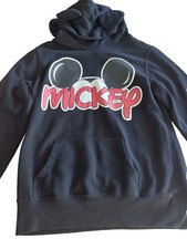 Disney Mickey Mouse Hooded Sweatshirt W/Ears on Hood, Womens , Large 