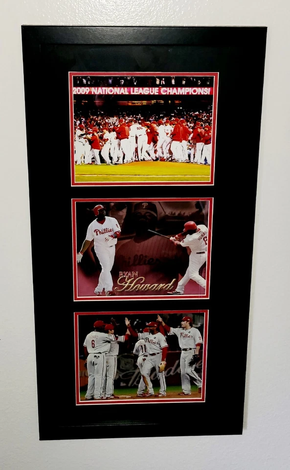Juego de 3 fotos Philadelphia Phillies Ryan Howard 2009 personalizado enmarcado/mate (16x32) Foto 2 de 3