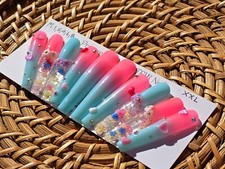Press On Nails Handmade M size, XXL Long Coff...