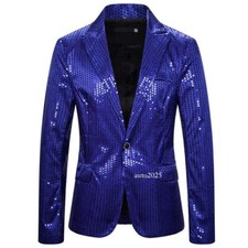 Men 3D Sequin Suit Party Stage Nightclub Shining Performance Suit Set Coats