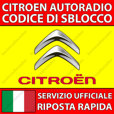  CITROEN RADIO UNLOCK CODE AIRCROSS BERLINGO C1 C3 C4 C5 JUMPY PICASSO 