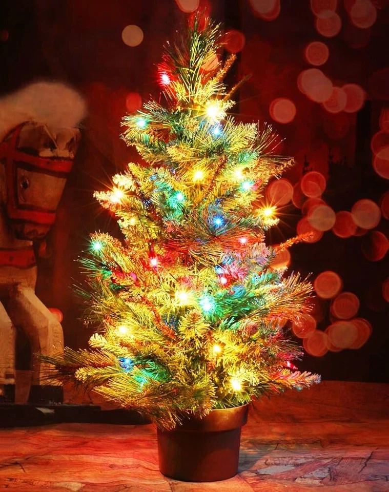 2 FT Tabletop Artificial Small Mini Christmas Tree with LED Light & Ornaments - Image 2 of 4