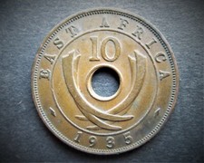 EAST AFRICA TEN  CENTS  1935  / SNIFF'S  ANCIENT COINS T-3