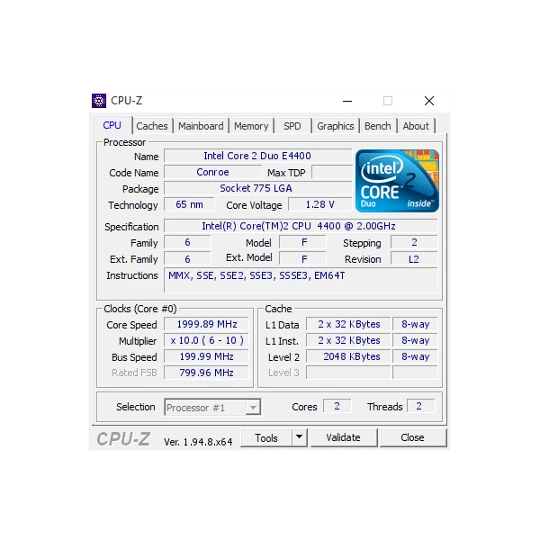 PROCESSORE CPU INTEL CORE 2 DUO E4400 DUAL CORE 2M CACHE 2.00 GHz 800 MHz FSB - Immagine 2 di 2